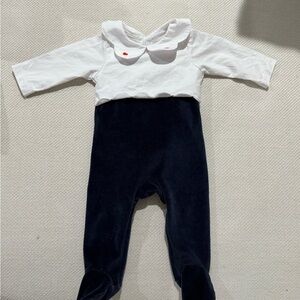 Jacadi White and Navy Kids One Piece